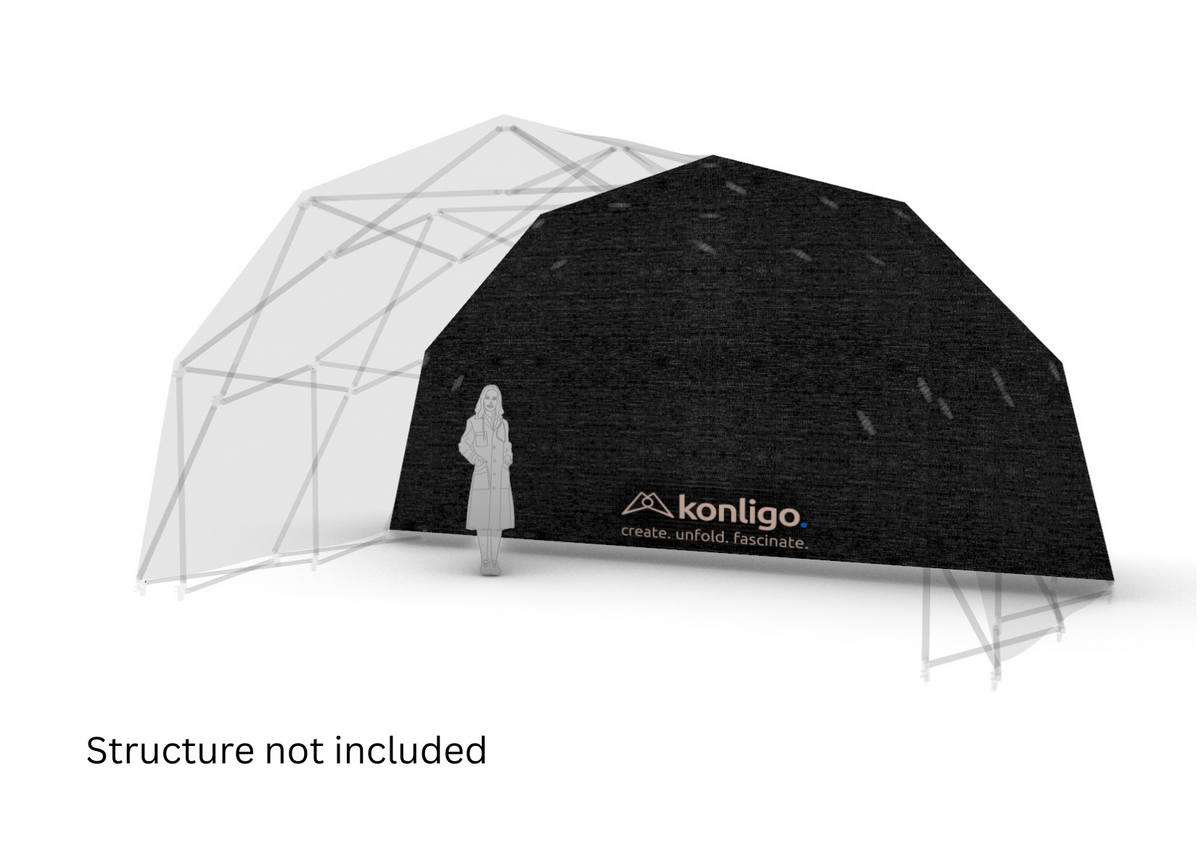 Konligo Fastival black outside backdrop attached to event structure 3D illustration, structure not included, now available on MTN SHOP US. - imagen 2
