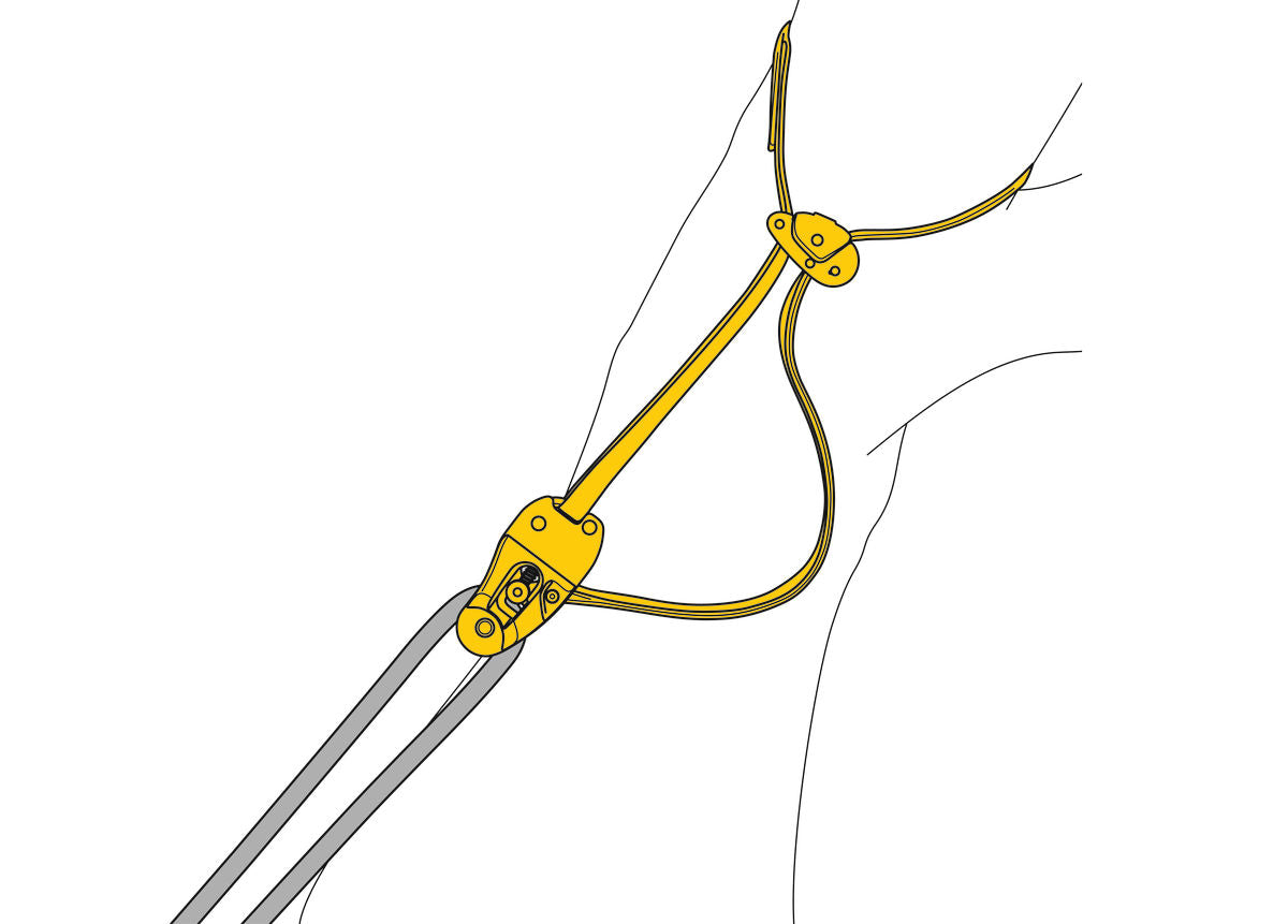 Yellow and black Petzl Eject adjustable friction saver (Model: G001AA00) - imagen 3