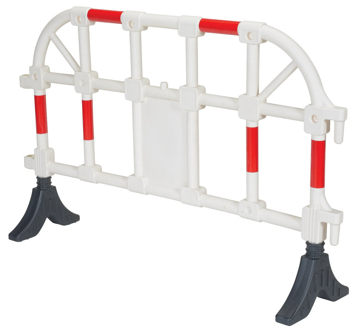 Vestil Plastic Interlocking Barrier in white, three-quarter view showing the center panel and black base feet. - imagen 12