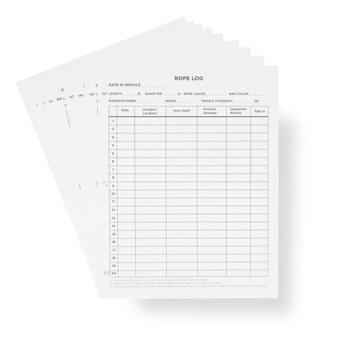 CMC Rope Log Inspection Record Book, rope log inspection record book, alternate view - imagen 2