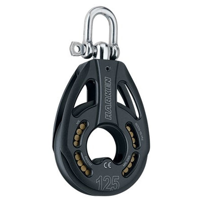 Harken 125mm Black Magic Single Pulley - Swivel– Harken 125mm Black Magic Single Pulley - Swivel: Black Magic Air pulleys excel in managing high dynamic and static loads, particularly in situations with friction challenges, thanks to their impressive strength-to-weight ratios and free-rolling, high-load roller bearings. The pulley shackle provides dual-direction locking or swiveling to prevent rope twisting. – Now available at MTN Shop US.