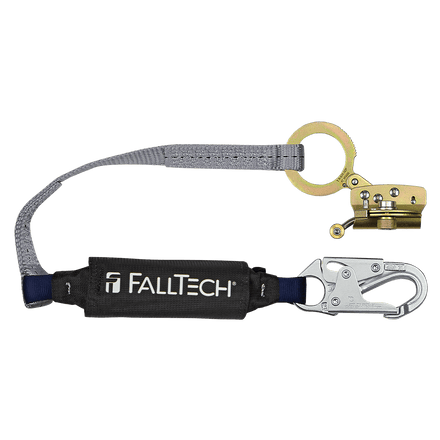 Hinged Trailing Fall Arrester with Anti-panic and 3' ViewPack® Energy Absorbing Lanyard