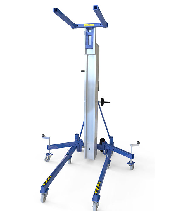 Kuzar Industrial Lifter 300kg/7.3m with 100kg Counter Weight & Basket - HAMMER 73CW– Kuzar lifter 300KG- a robust industrial stacker with Counter Weight basket and 100kg of weight included. Made in Spain, the HAMMER 73CW Lifter has been designed for vertically lifting loads, and horizontal movements with the load lifted at minimum height. This stacker with an impressive 300kg capacity has high-quality wheels for easy movement and a powerful winch for efficient lifting whilst remaining compact and agile. Com - imagen 3