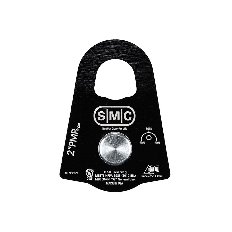 PMI SMC 2” Single Prusik Minding Pulley – NFPA– SMC’s 2” Single Prusik Minding Pulley is NFPA compliant and the perfect mid-sized PMP for rigging with 11mm - 13mm rope. Ideal when there is no room for a 3" PMP. – Now available at MTN Shop US. - imagen 5