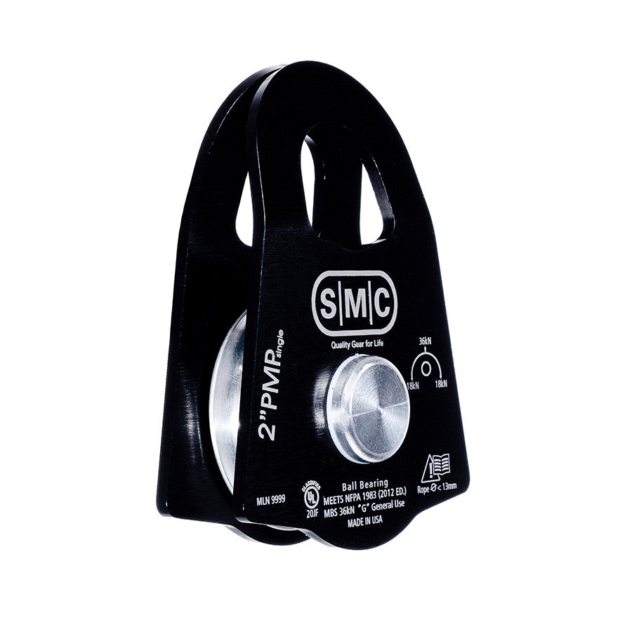 PMI SMC 2” Single Prusik Minding Pulley – NFPA– SMC’s 2” Single Prusik Minding Pulley is NFPA compliant and the perfect mid-sized PMP for rigging with 11mm - 13mm rope. Ideal when there is no room for a 3" PMP. – Now available at MTN Shop US. - imagen 4
