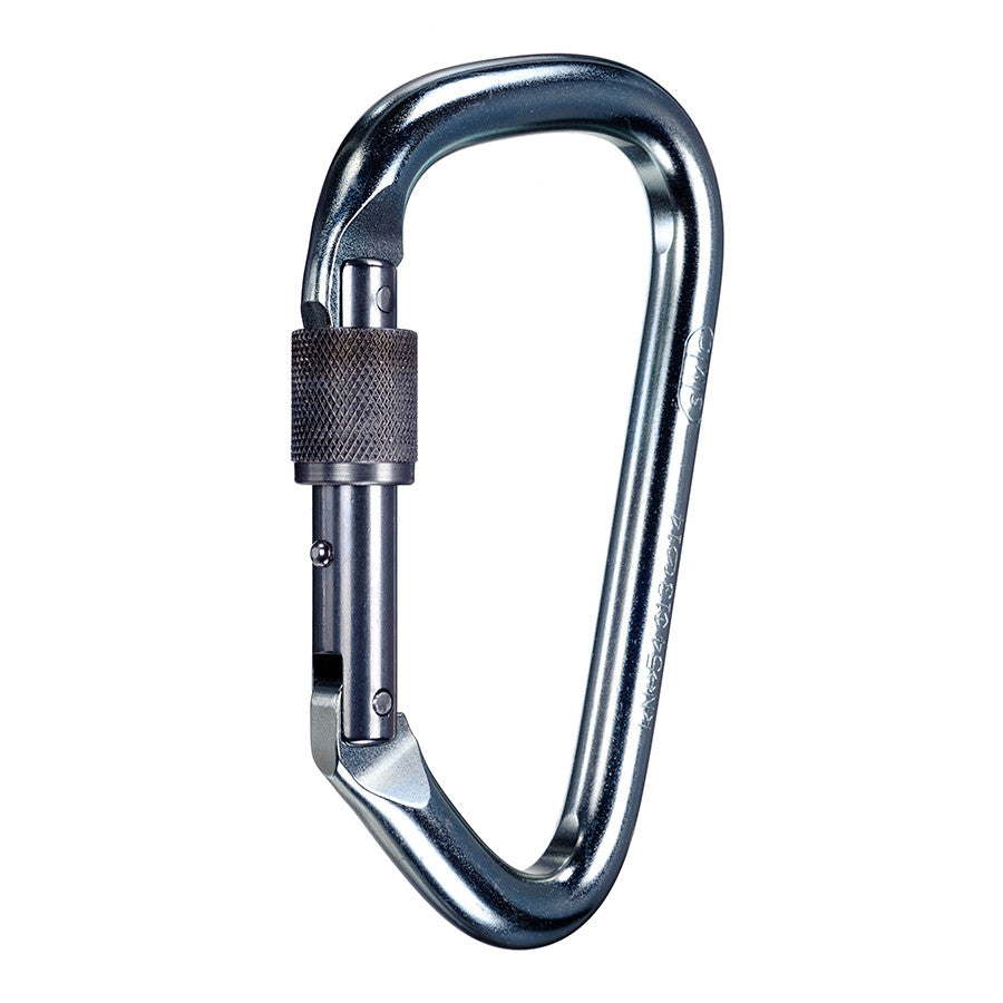 PMI SMC Extra Large Steel Lock D Carabiner – NFPA– The SMC XL Steel Lock D Carabiner is an offset “D” shape for easy fitting over a standard 1.25” ladder rung. Ideal for rescue with extra-wide clipping. NFPA compliant – Now available at MTN Shop US. - imagen 3