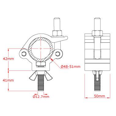 Doughty Lightweight Hook Clamp Spec (M12 Nut & Bolt Fixing) - MTN Shop
