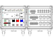 Motion Labs rolling rack PDU with front power meter, 5 wire cam input and thru, and breakered outputs in a shock-mounted ATA case - imagen 3