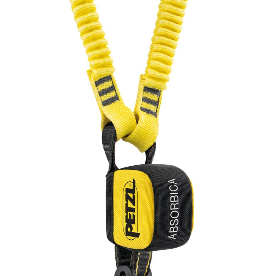 Petzl ABSORBICA-Y TIE-BACK Lanyard – The Petzl ABSORBICA-Y TIE-BACK is a Double Lanyard with integrated intermediate tie-back rings and a compact energy absorber. Designed for vertical progression on very large structures. Available with or without Connectors. Shop now. – Now available at MTN Shop US. - imagen 8