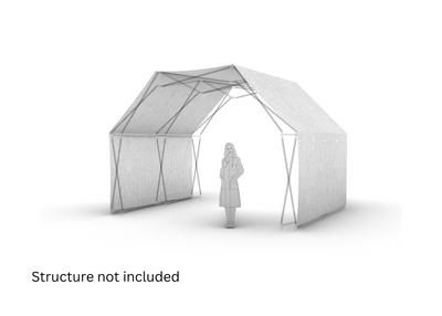 Representación 3D de Konligo del revestimiento de membrana exterior blanco Arko470 para estructura modular para eventos, estructura no incluida, ahora disponible en MTN SHOP US.