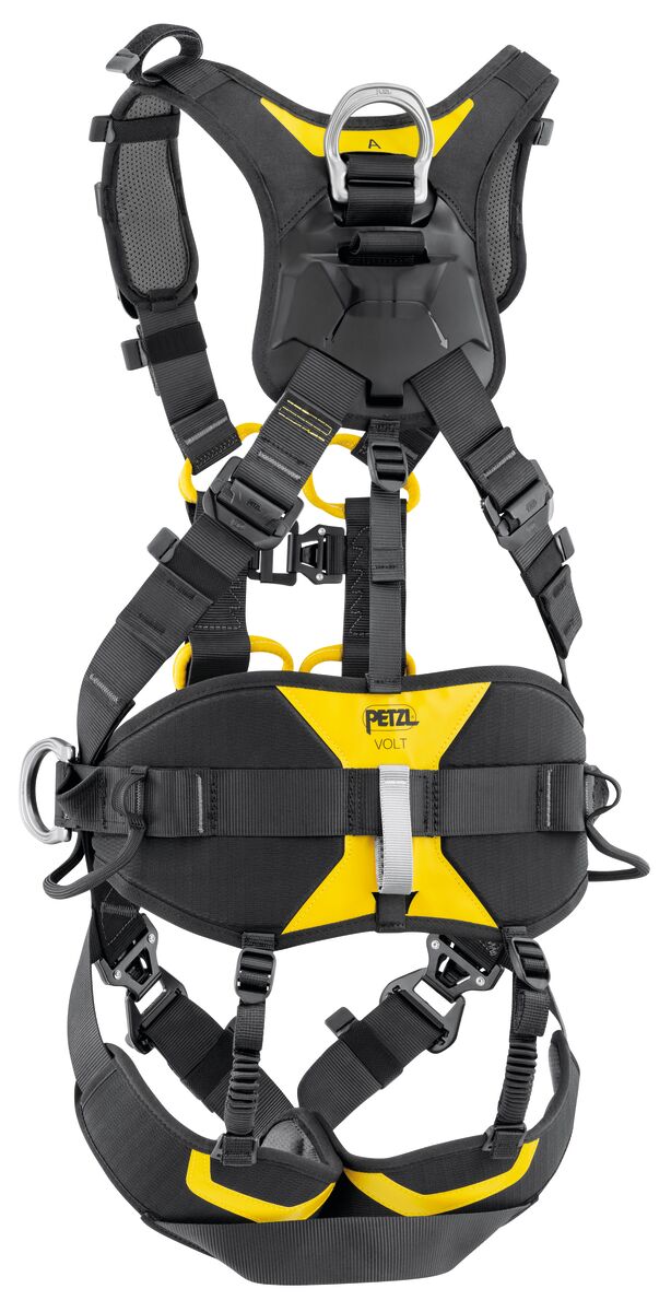 Vista frontal en ángulo del arnés Petzl VOLT que muestra los puntos de enganche - imagen 2