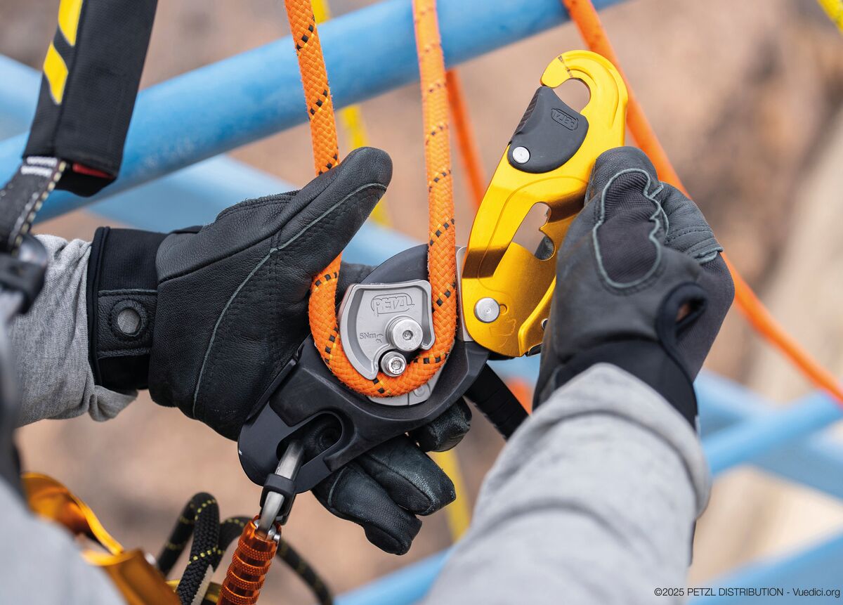 Vista trasera del descensor Petzl RIG que muestra las marcas del producto - imagen 7