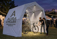 Konligo commercial canopy tent configured as a trade show booth with branded backdrop - imagen 5