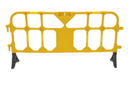 Vestil Plastic Interlocking Barrier in yellow, straight front view of the open slat design. - imagen 16
