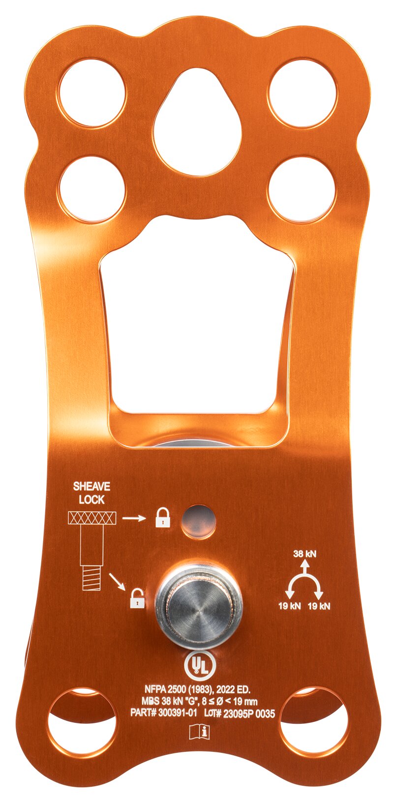 CMC Kootenay Ultra Pulley, large-sheave pulley for knot passing, rear view - imagen 5
