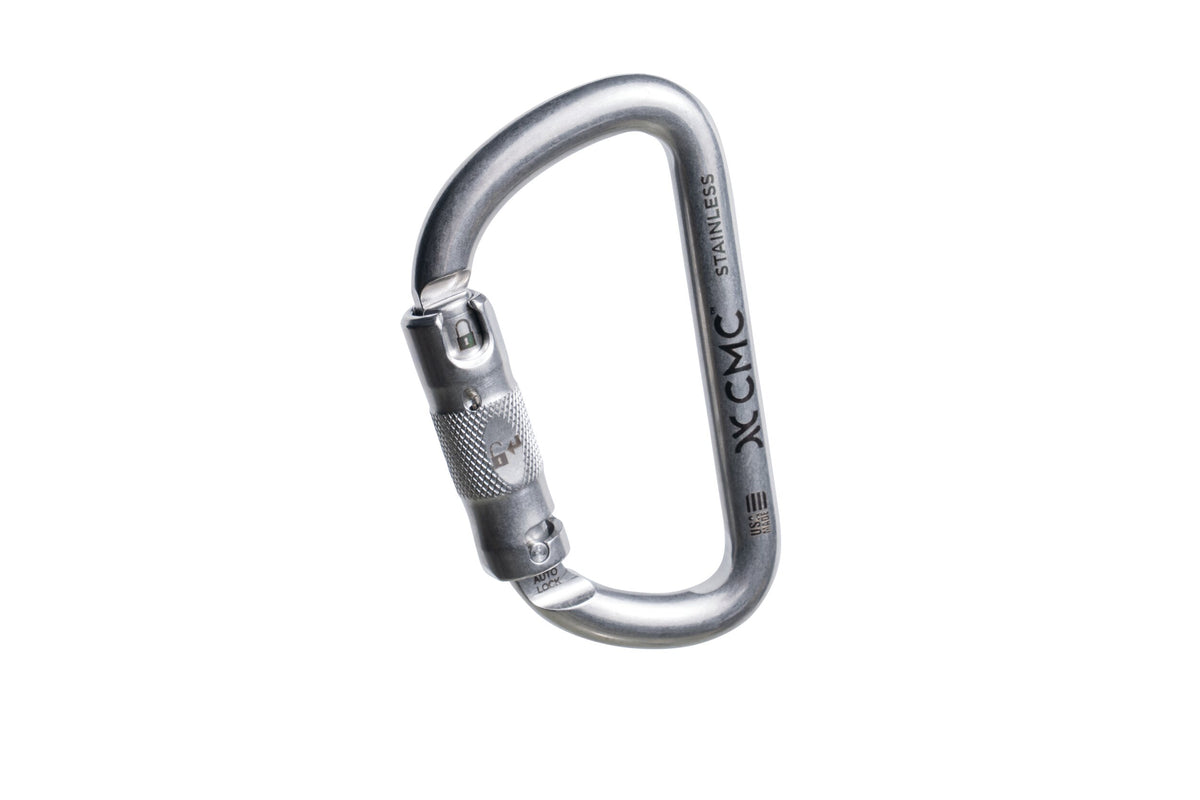 Mosquetón de acero inoxidable CMC, mosquetón de rescate grande con bloqueo de acero inoxidable, SKU 300011, vista lateral - imagen 4