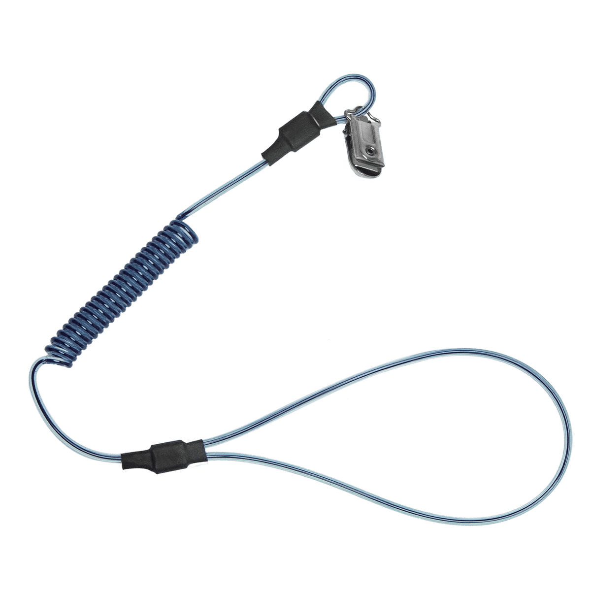 Stretch-coil Hard Hat Tether with choke-on cinch-loop and snap-clip - imagen 3