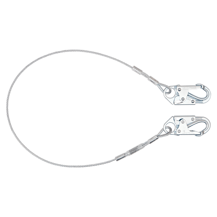 10' Coated Cable Restraint Lanyard, Fixed-length with Steel Snap Hooks