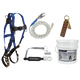 Roofer's Kit with Hinged Reusable Anchor and Trailing Rope Adjuster