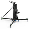 Kuzar Tower Lift K-57– Weighing only 223kg it is capable of lifting 500kg to a height of 7m in dynamic mode and a massive 1200kg if used in structural mode. Structural mode is when the lifter is cranked up to the desired height without anything except a manual/electric hoist attached to the forks and then the load is elevated by the hoist. – Now available at MTN Shop US.