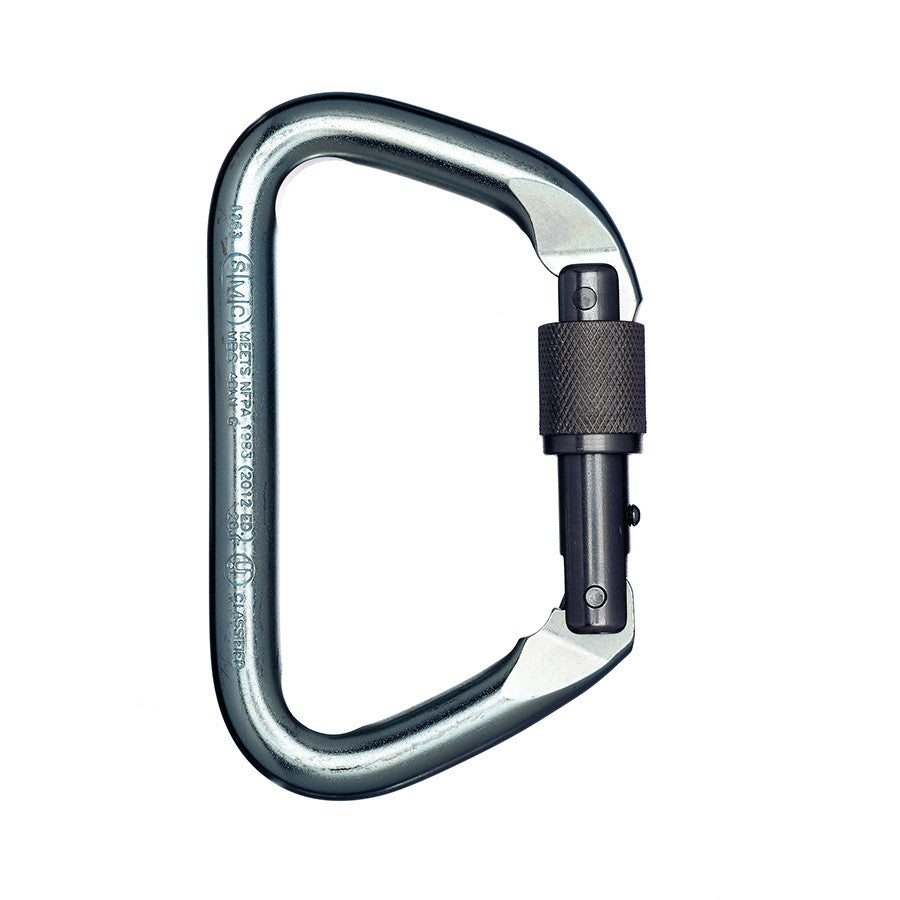PMI SMC Large Locking D Steel Carabiner – NFPA– The SMC Large Locking D Steel Carabiner – NFPA is ideal for usage by fire and rescue professionals. Zinc-coated finish great for tactical use. Stainless steel option available – Now available at MTN Shop US. - imagen 2