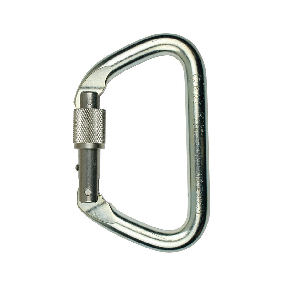 PMI SMC Large Locking D Steel Carabiner – NFPA– The SMC Large Locking D Steel Carabiner – NFPA is ideal for usage by fire and rescue professionals. Zinc-coated finish great for tactical use. Stainless steel option available – Now available at MTN Shop US. - imagen 5