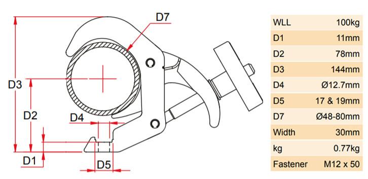 Doughty Titan Quick Trigger® Hook Clamp Specifications - MTN Shop - imagen 3