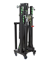 Kuzar Tower Lift K30– Weighing only 103kg the K-30 is capable of lifting 200kg to a height of 5m. The K-30 is a multipurpose tower for the elevation of Audio Systems, Line Array, truss structures, lighting systems, etc. The K-30 lifting tower is the lightest in the range. It is composed of 4 aluminum sections and a steel base provides stability, it comes with two extra lateral supports to provide more muscle when lifting P.A. In addition to four adjustable legs with non-slip rubber saucers. The 4 swivel whe - imagen 2