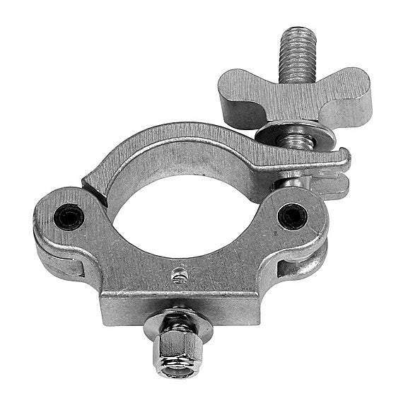 The Light Source Mega-Slim Coupler MSCM-CS — silver lighting clamp with wide wing nut and 3/8" flat head bolt for stage lighting on pipe and truss. - imagen 2