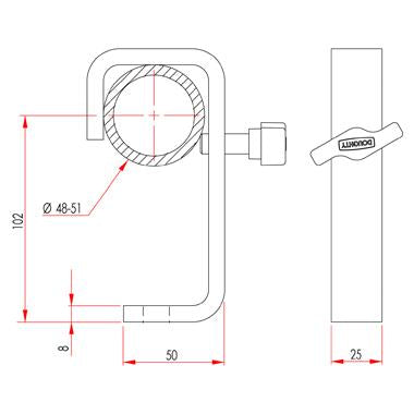 Doughty Hook Clamp (Medium-Duty) Dimensions - MTN Shop  - imagen 2